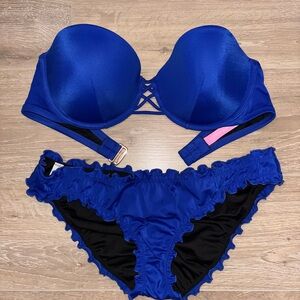 Victoria Secret Blue Strapless Bikini Set